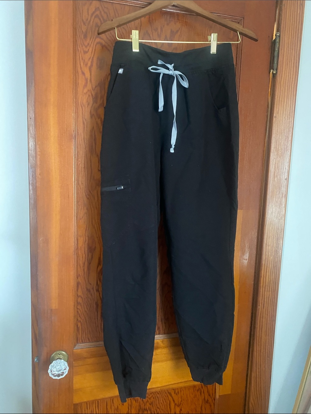 FIGS Black Jogger Pants with Gray Drawstring